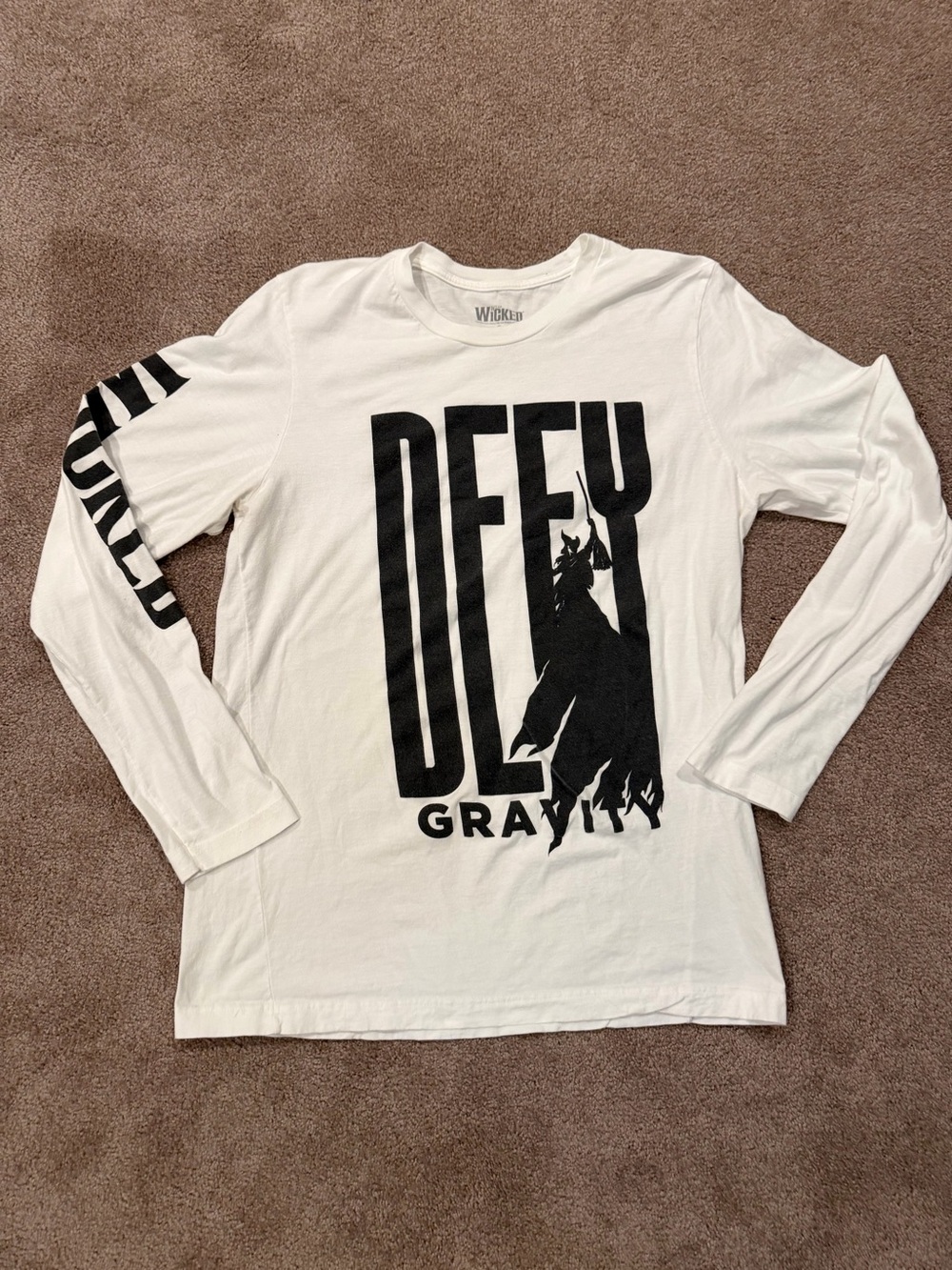 Wicked Defy Gravity Official Broadway Long Sleeve Shirt L White